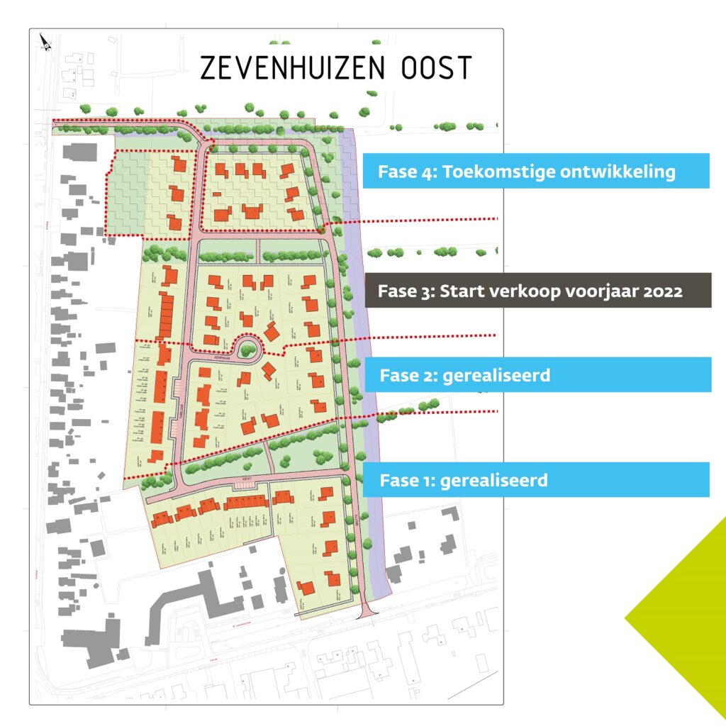 Plattegrond Zevenhuizen Oost met 4 fases
